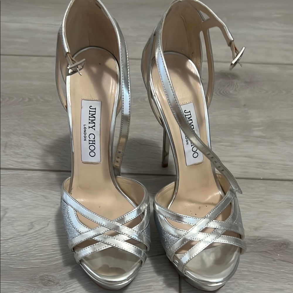 Jimmy Choo Metallic Silver Heels